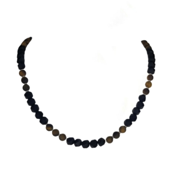 Tiger Eye, Black Onyx & Sterling Silver Ne… - Picture 2 of 8